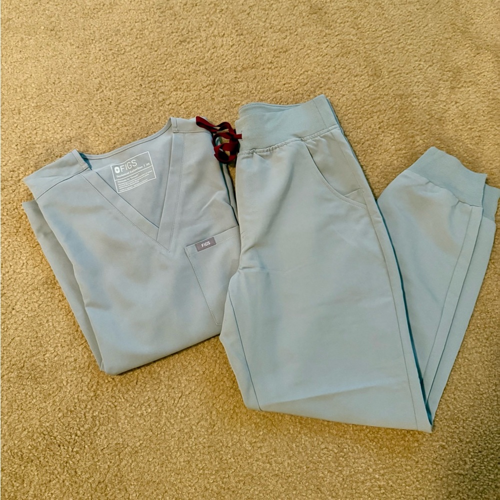 Figs Cement High Waisted Zamora Joggers and Catarina Top